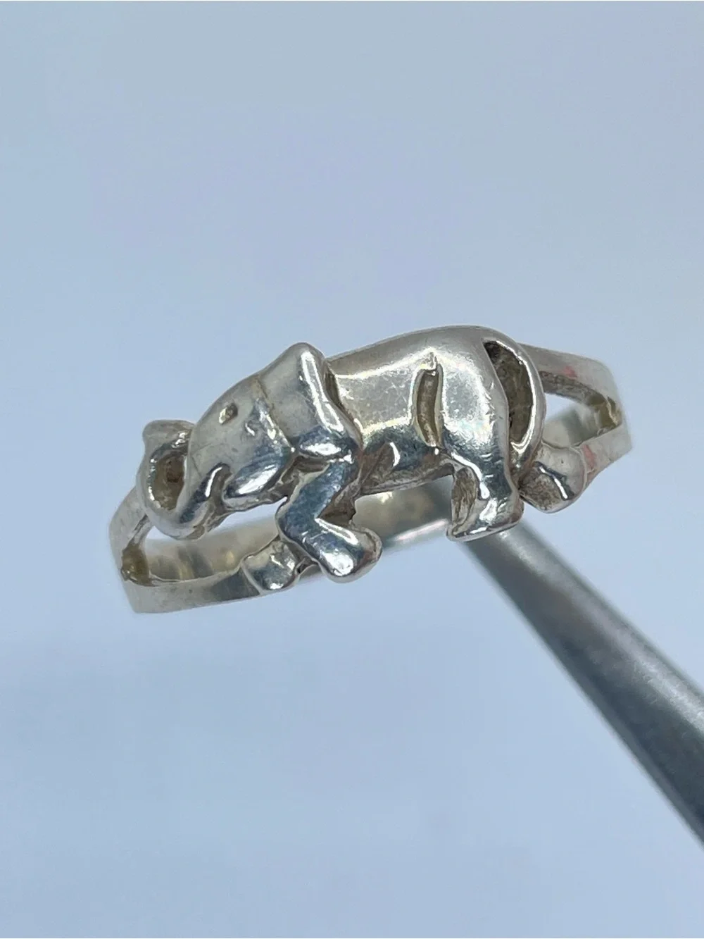 925 Sterling Silver Elephant Ring Lucky Animal Band Vintage Style Boho Sz 7